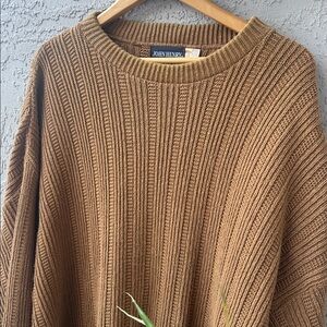 John Henry Men's knit Brown Sweater 100% Cotton